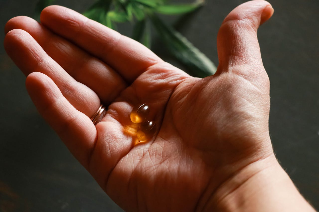 hand with supplement