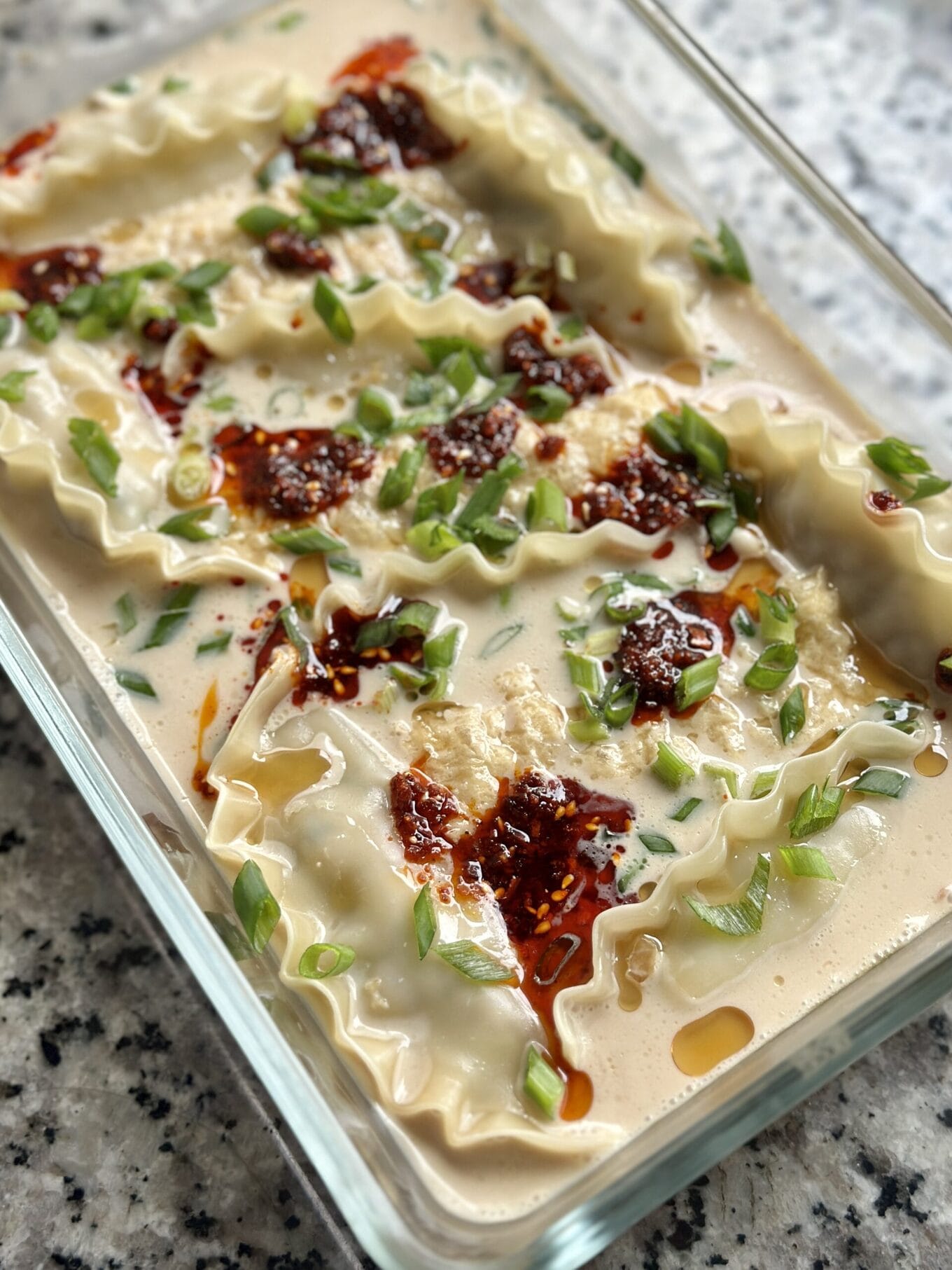 one pan miso coconut baked dumplings by Brown Girl Vegan