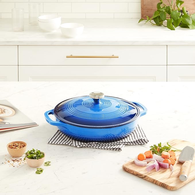 Lodge cast iron casserole dish with lid