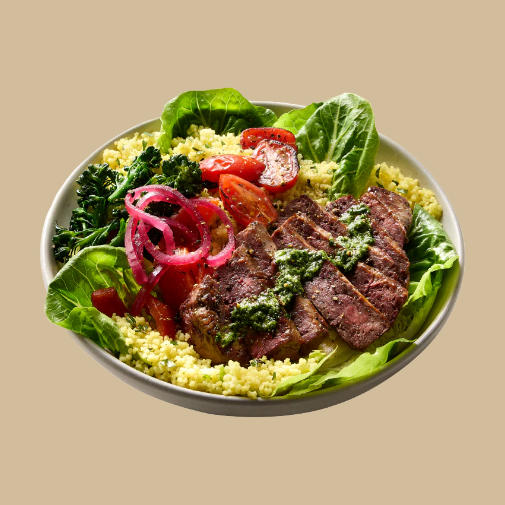 dish with beyond steak