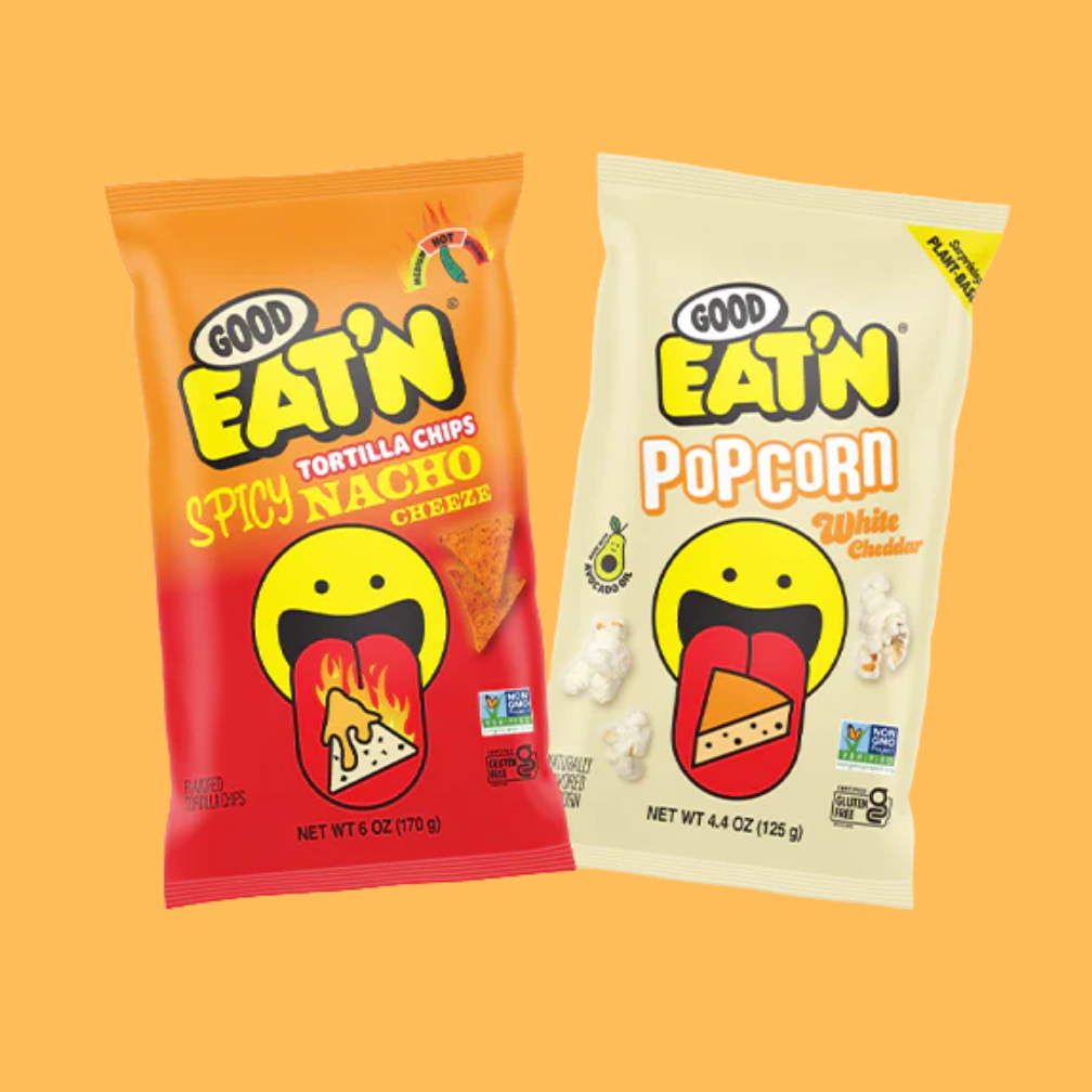 white cheddar popcorn and spicy nacho cheese tortilla chips