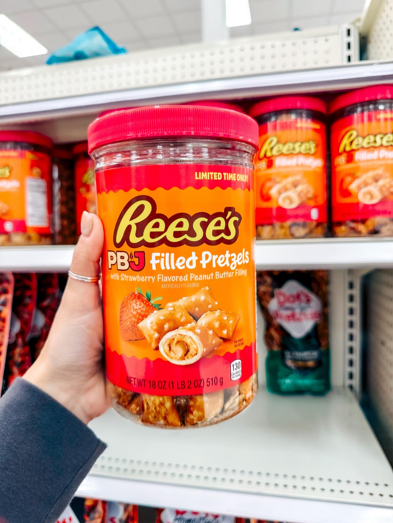 strawberry peanut butter-filled pretzels