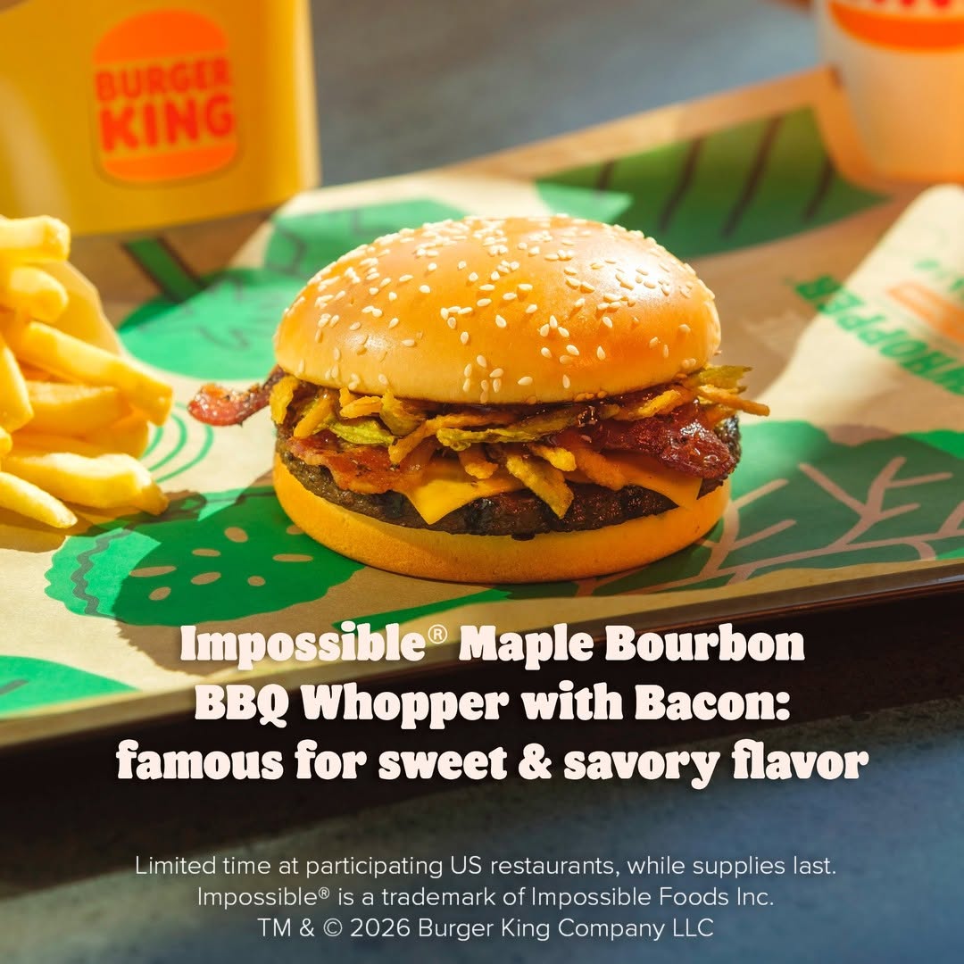 Impossible Maple Bourbon BBQ Whopper With Bacon