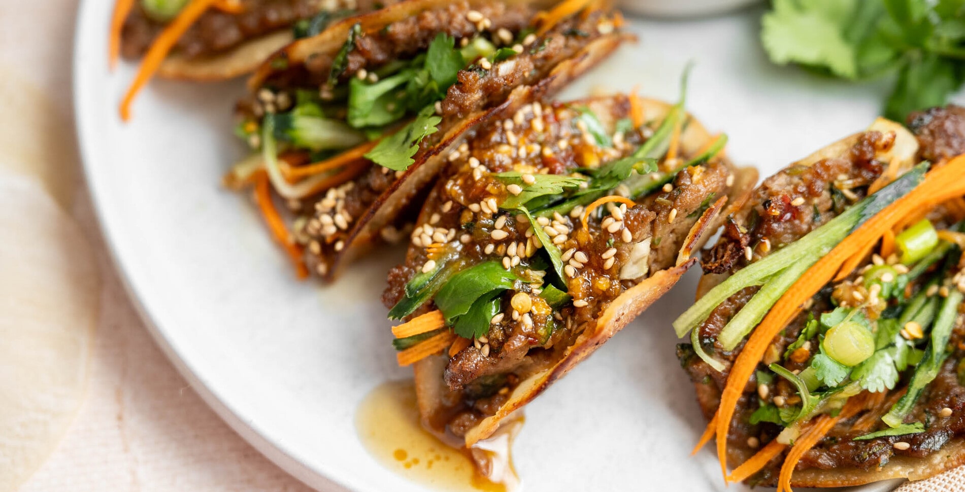 Viral Sesame Smash Tacos With Dipping Sauce