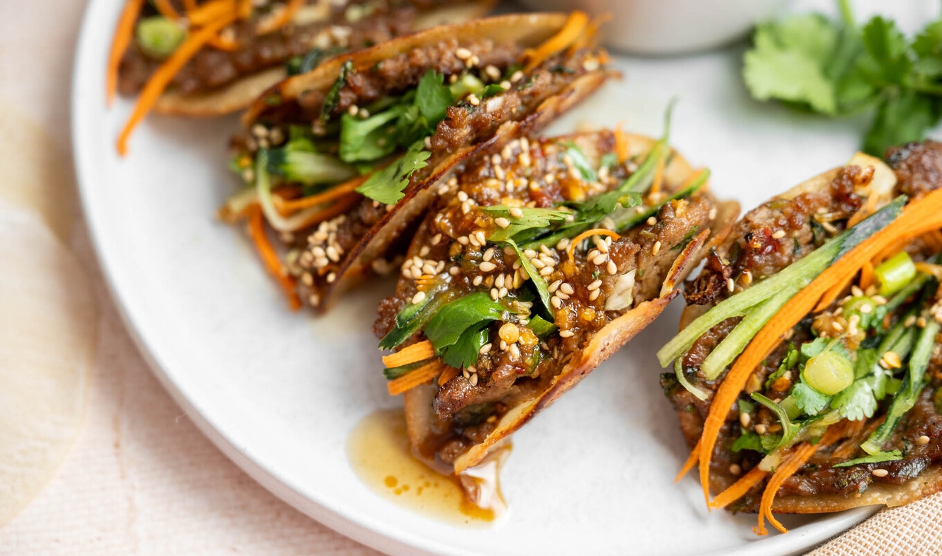 Viral Sesame Smash Tacos With Dipping Sauce