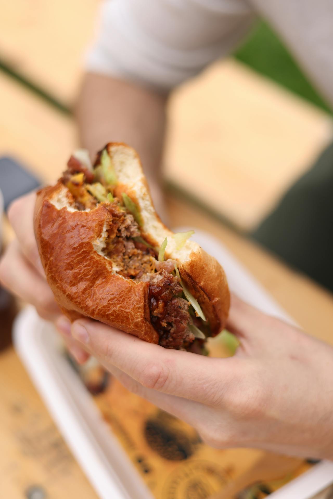 holding burger