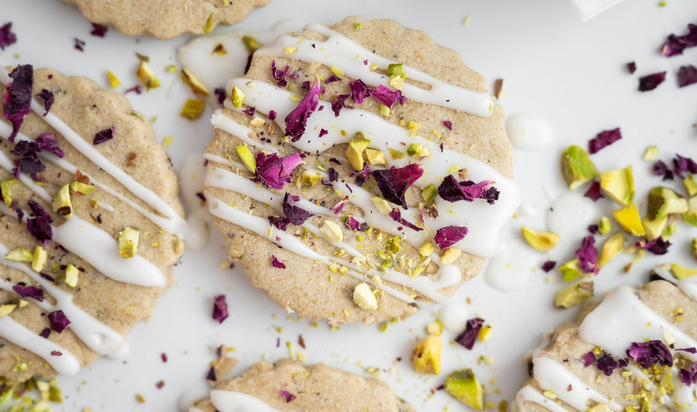 Pistachio Rose Butter Cookies