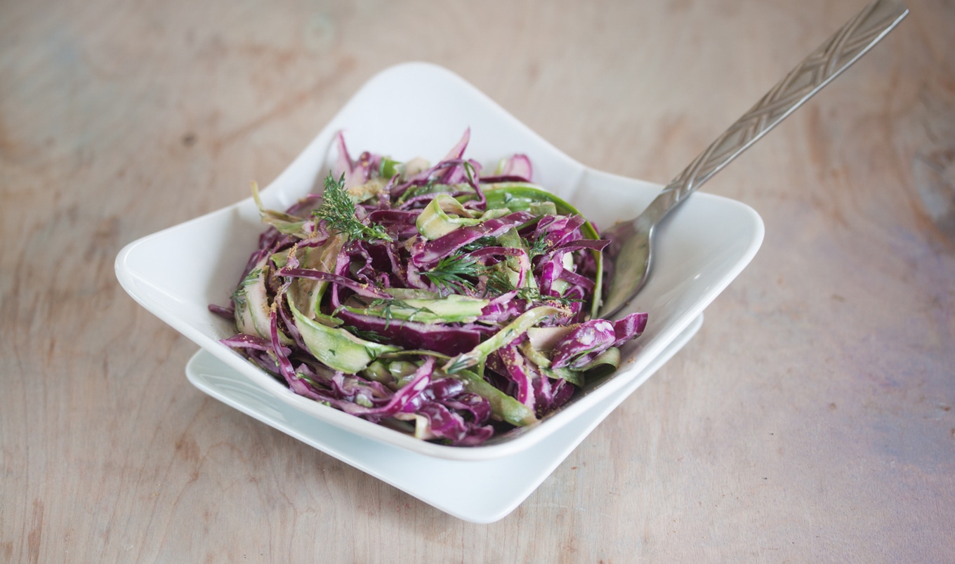 Shaved Asparagus Creamy Coleslaw