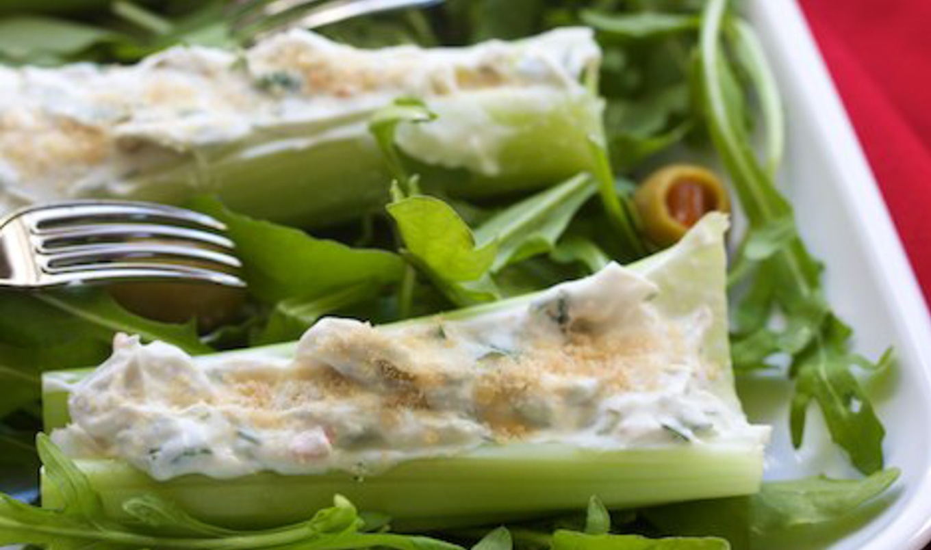 Stuffed Celery Bites With Two-Cheese Sour Cream Filling