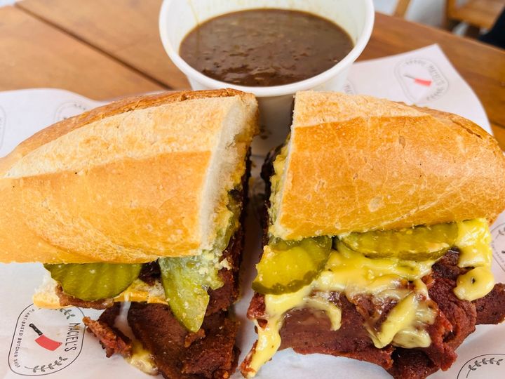 The Pastrami French Dip at Maciel's Plant-Based Butcher Shop
