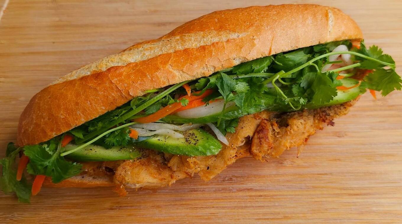 The Spicy Lemongrass Bánh Mì at Aina's Vegan Bánh Mì
