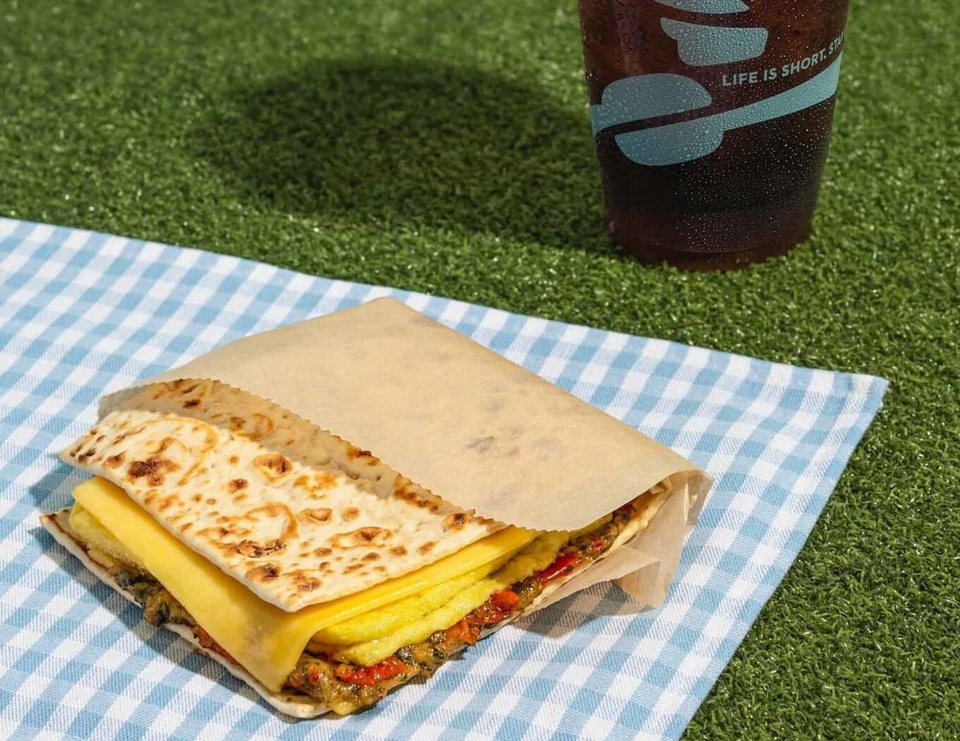 Just Egg, Roasted Tomato & Pesto Flatbread