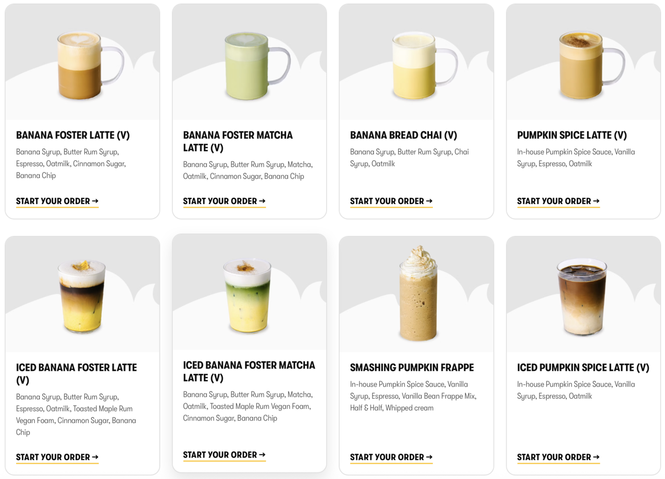 Gregory's Coffee menu