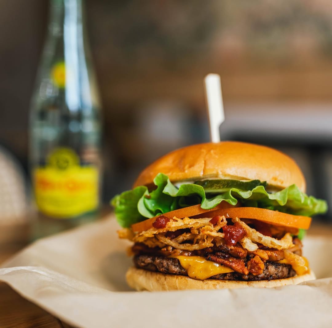 Basil and Bunny Bacon Hopper burger
