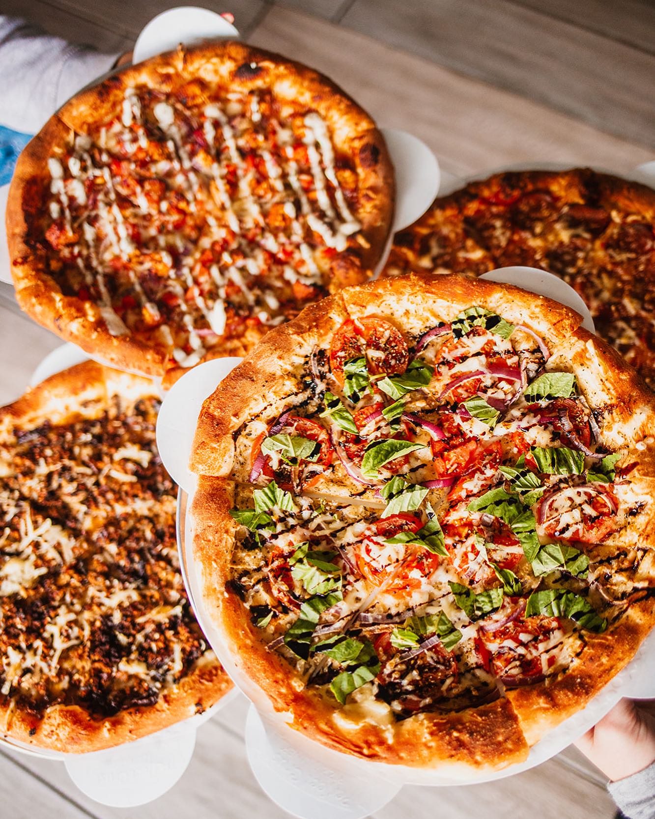 Sprout and Lentil pizzas