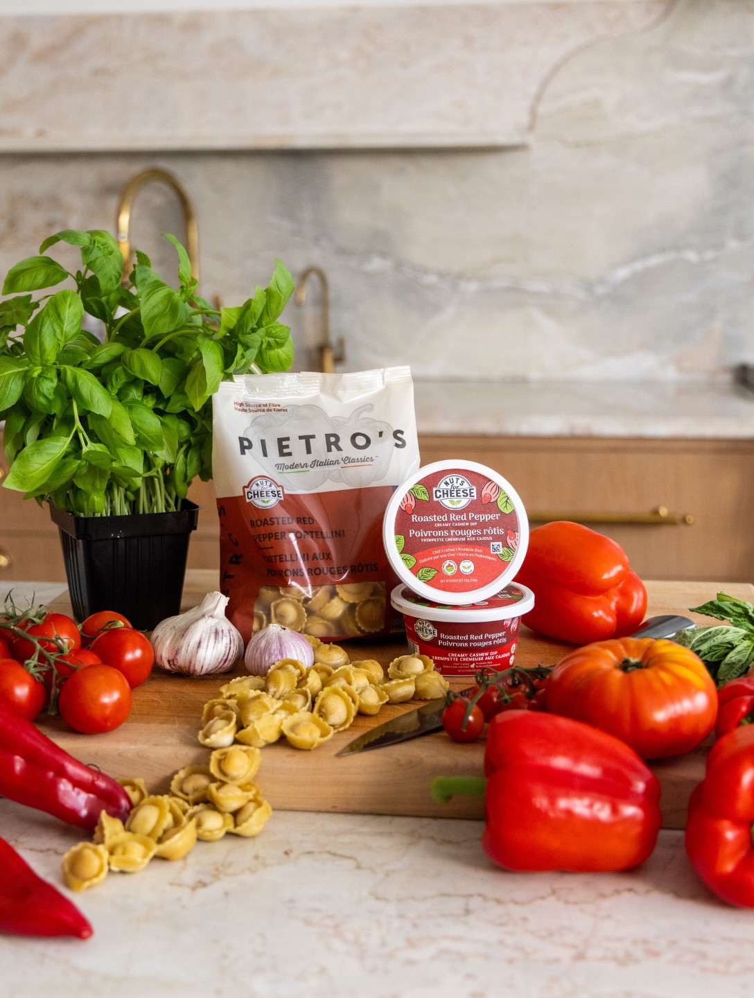 Roasted Red Pepper Dip Filled Tortellini