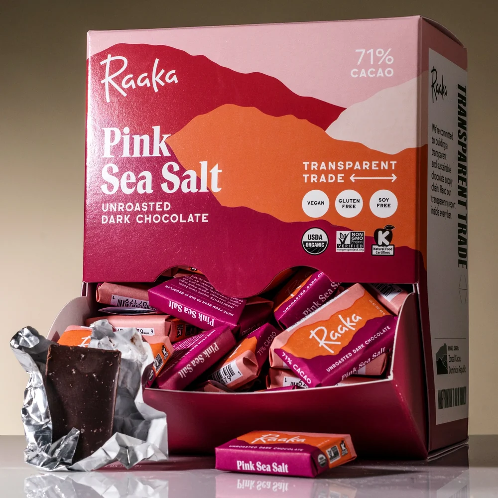 Raaka's Pink Sea Salt vegan chocolate gift box