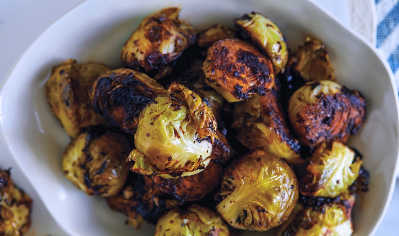 Charred Brussels Sprouts With Balsamic and Black Garlic