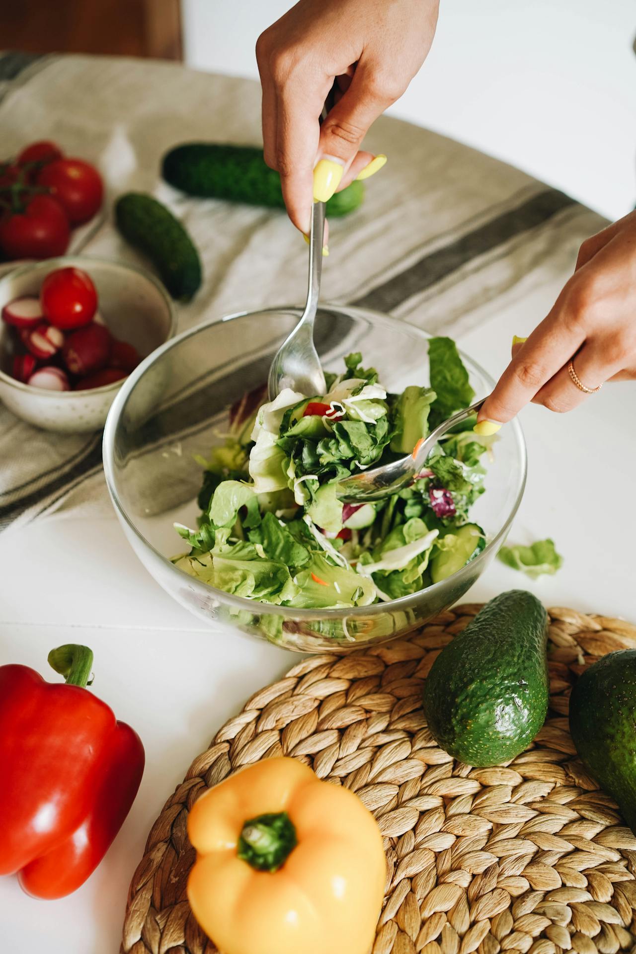 preparing salad