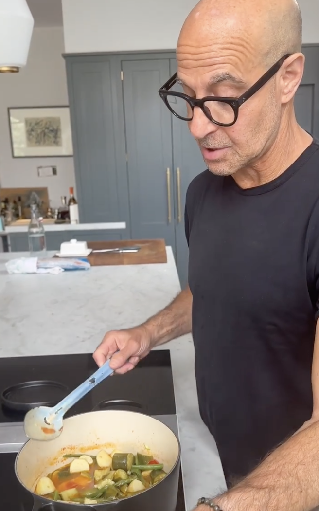 stanley tucci making String Bean Minestra