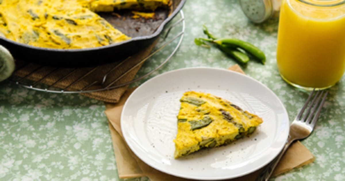 Vegan Asparagus Snap Pea Frittata | VegNews