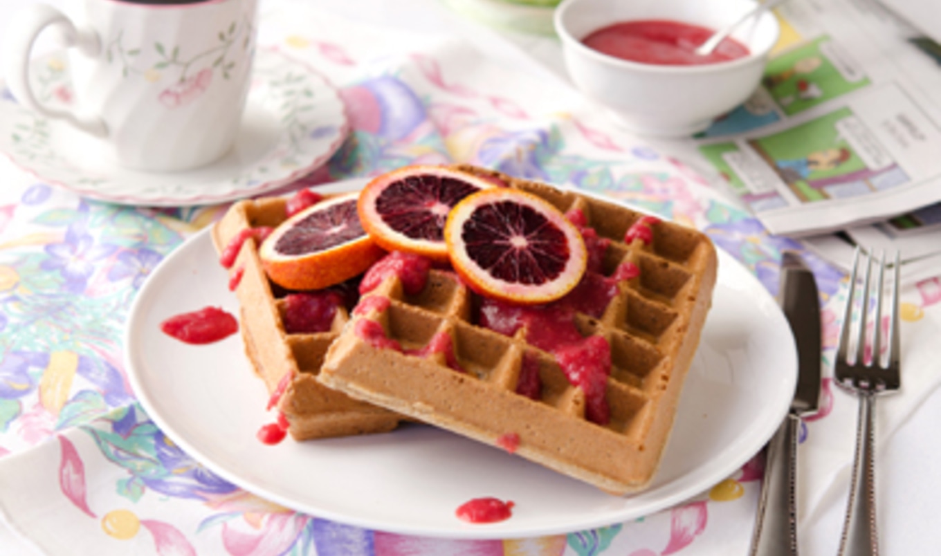 Spiced Belgian Waffles With Blood Orange Sauce
