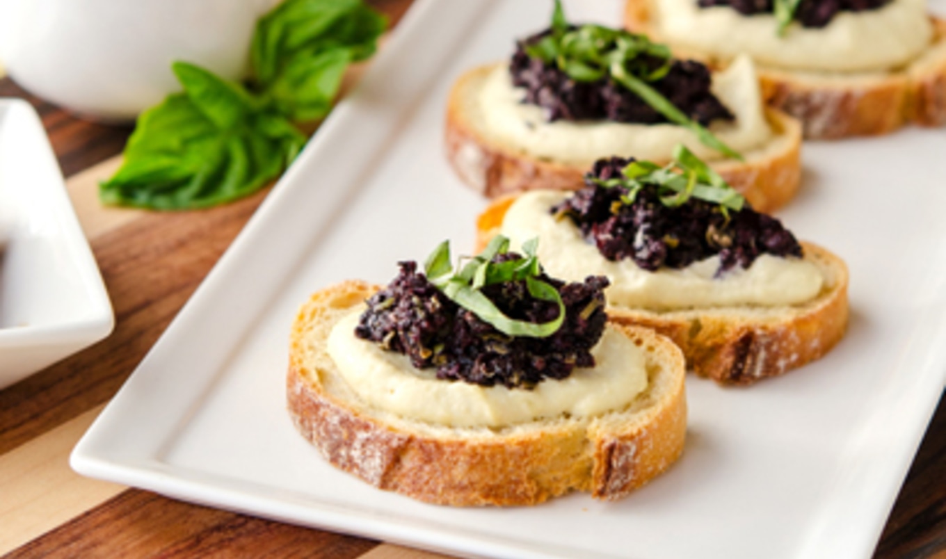 Vegan Cauliflower-Cashew Crostini With Tapenade