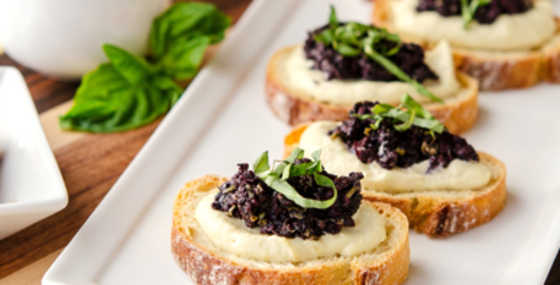 Cauliflower-Cashew Crostini With Portabello Tapenade