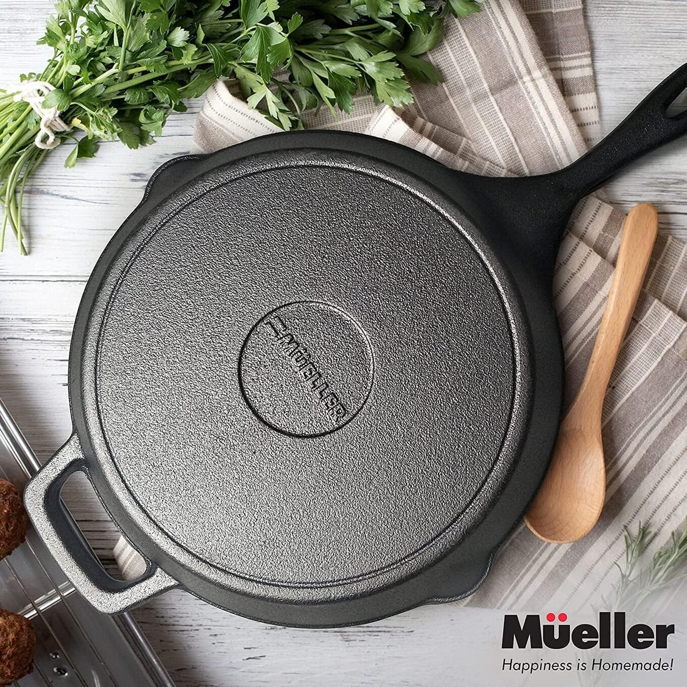 Mueller Pre-Seasoned Heavy-Duty Healthy Cast Iron Skillet