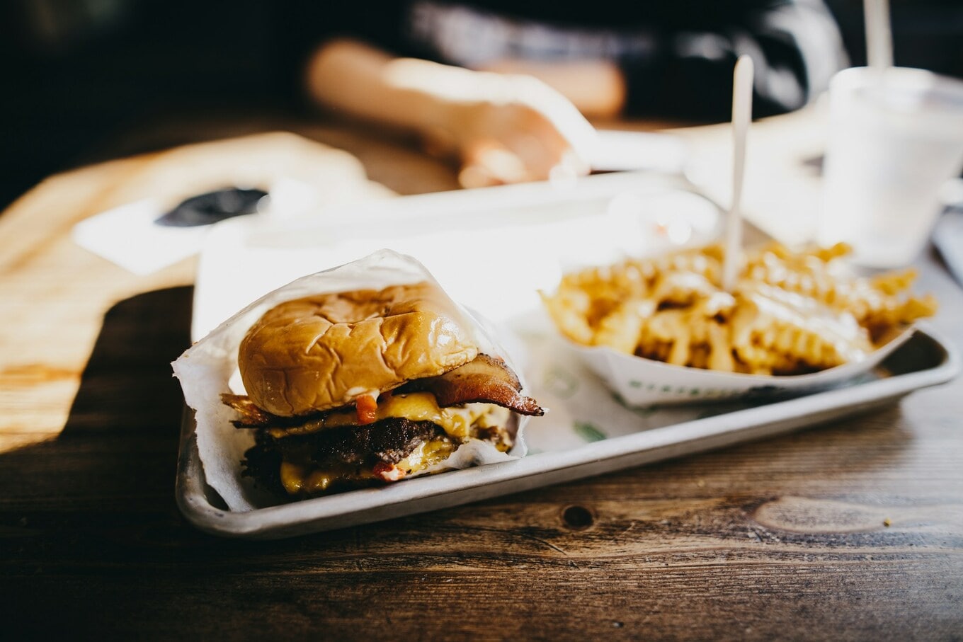 meat burger and fries