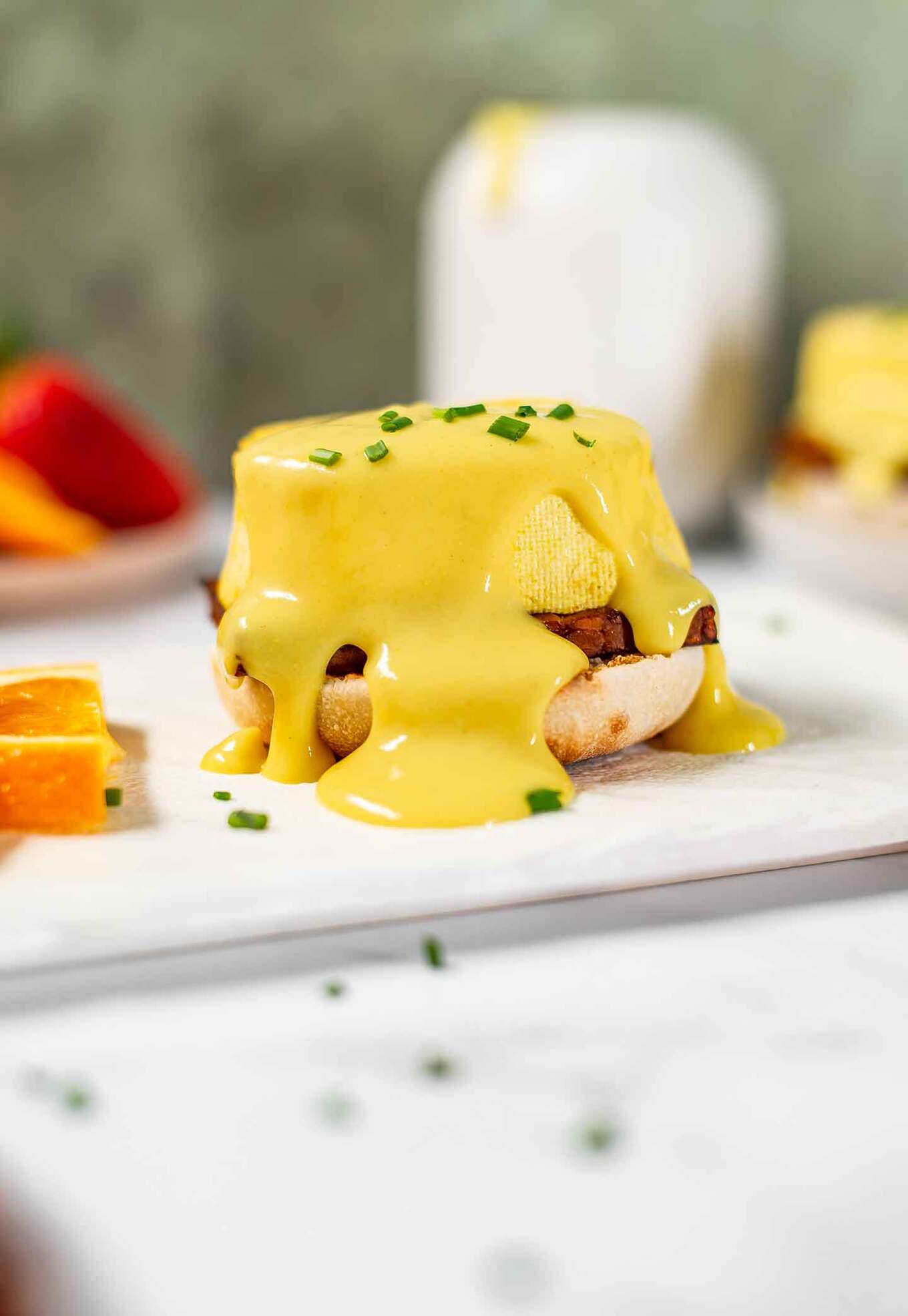 Vegan Eggs Benedict With Tempeh Bacon