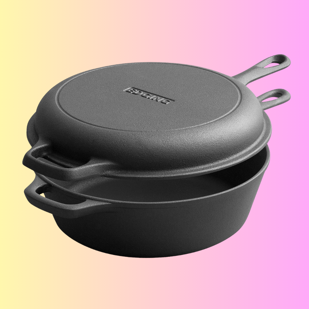 Edging Casting Pre-Seasoned Cast Iron Dutch Oven Pot with Skillet Lid, $37.79