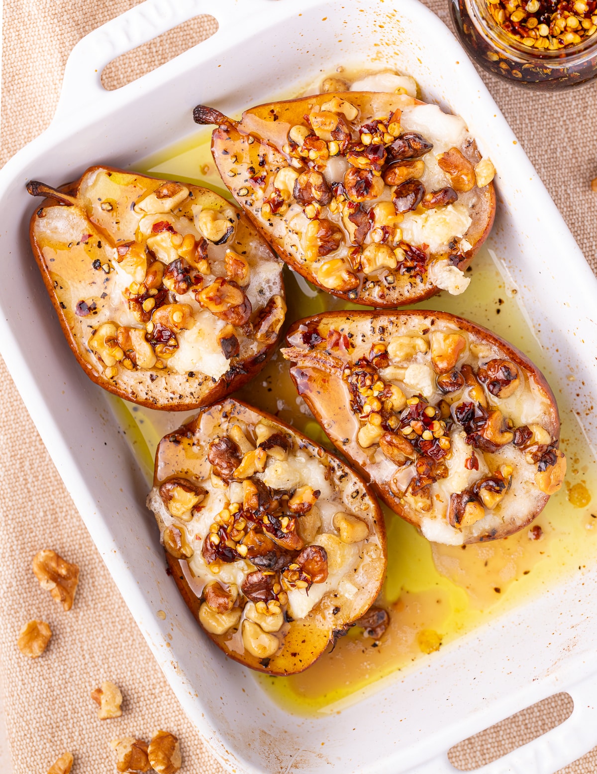 Vegan Baked Pears With Feta & Hot 'Honey'