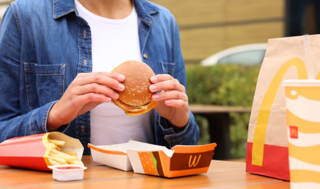 person eating mcdonalds