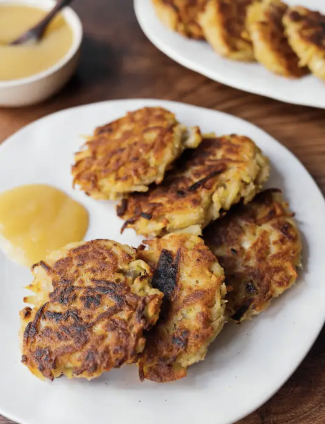 Vegan German Potato Pancakes with Applesauce