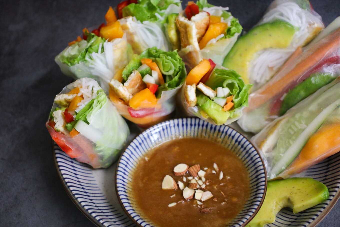 Vegan Summer Rolls With Tofu, Mango, and Avocado