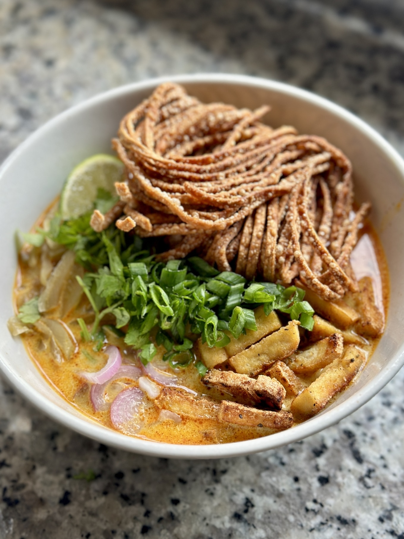 Vegan Khao Soi With Crispy Fried Tofu Chicken
