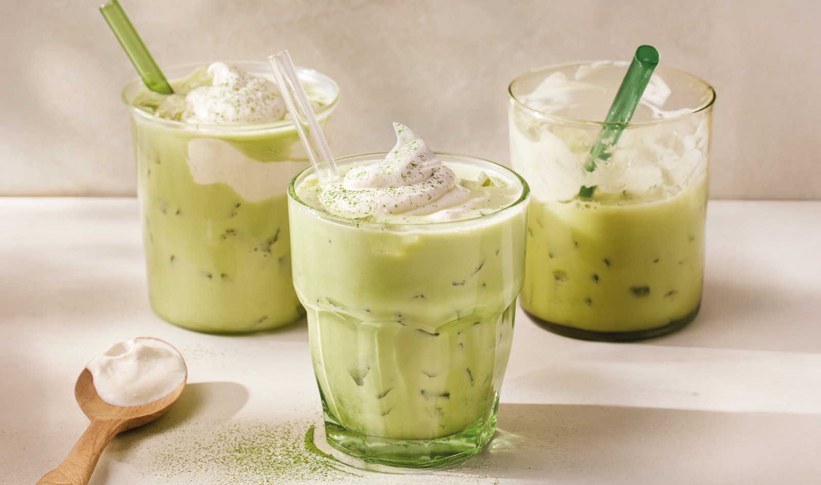 This Iced Pistachio Matcha Has a Creamy Vegan Cheesecake Surprise