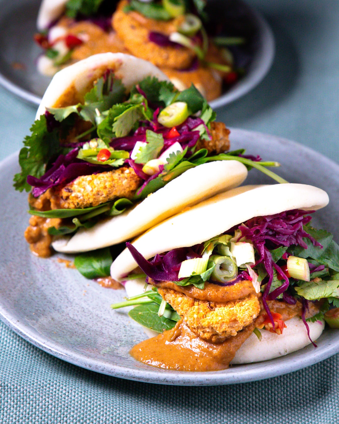 Vegan Bao Buns with Katsu Chicken