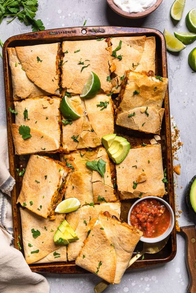 Sheet pan quesadillas