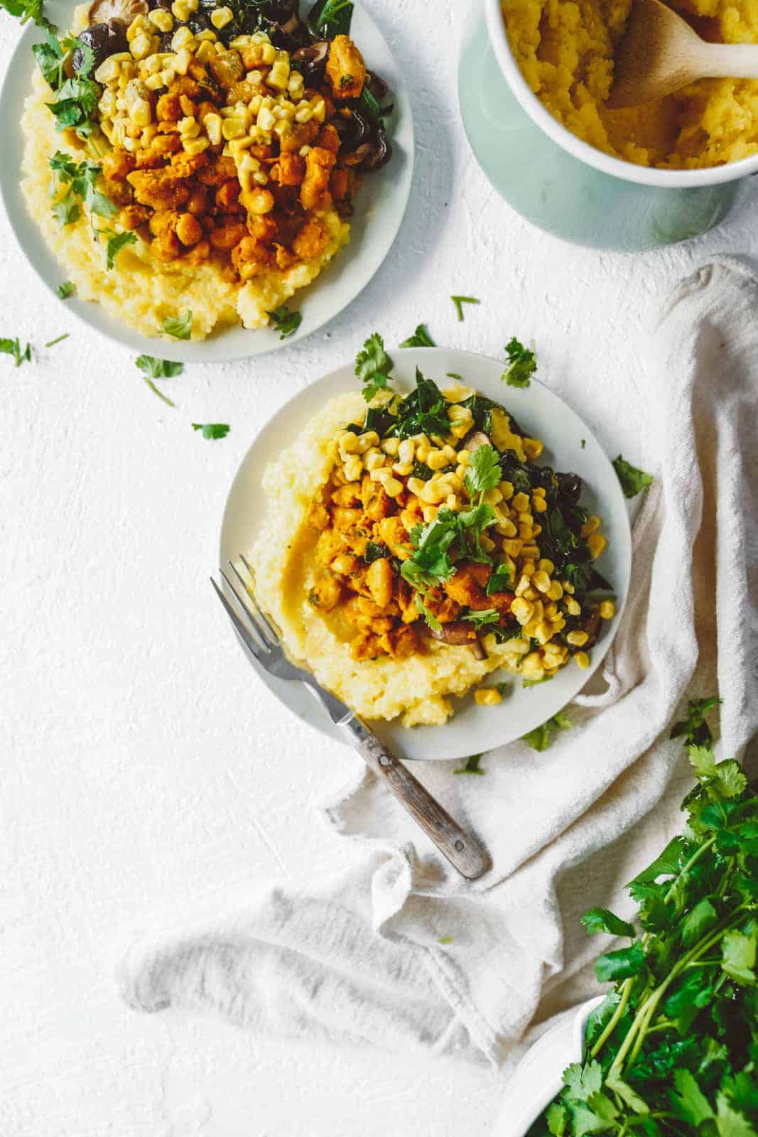 Vegan Grits, Creamy Beans, and Collards