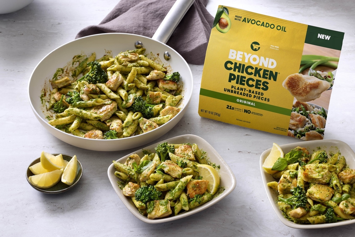 pasta with Beyond Chicken Unbreaded
