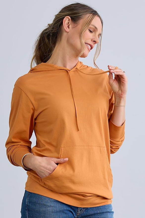 woman in cotton hoodie