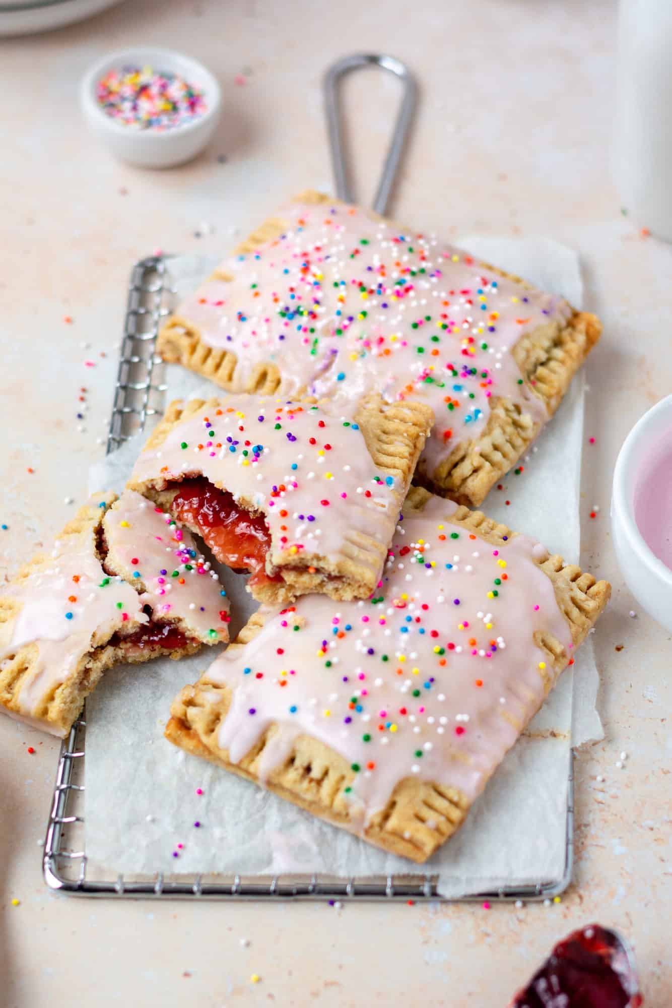 Vegan Strawberry Pop Tarts With Sprinkles