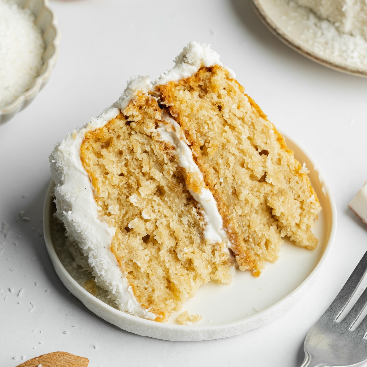 Vegan Coconut Cake With Whipped Cream Cheese Frosting