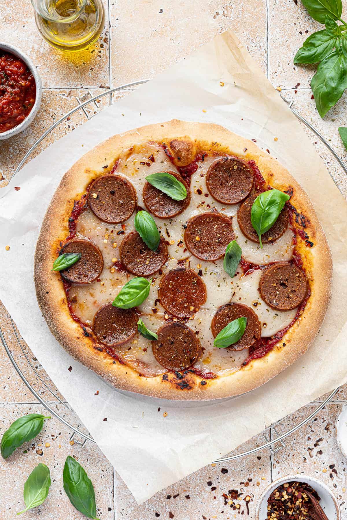 Vegan Pepperoni Pizza