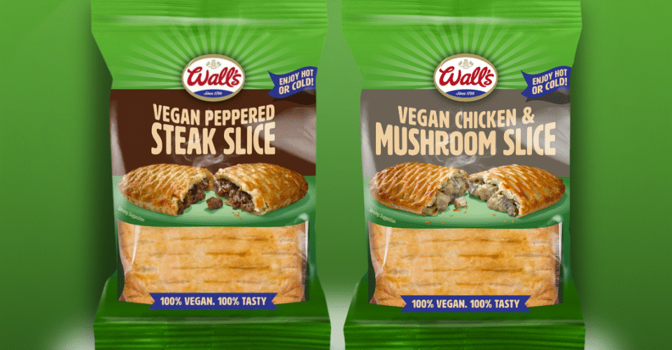 Vegan Peppered Steak Slice and a Vegan Chicken & Mushroom Slice