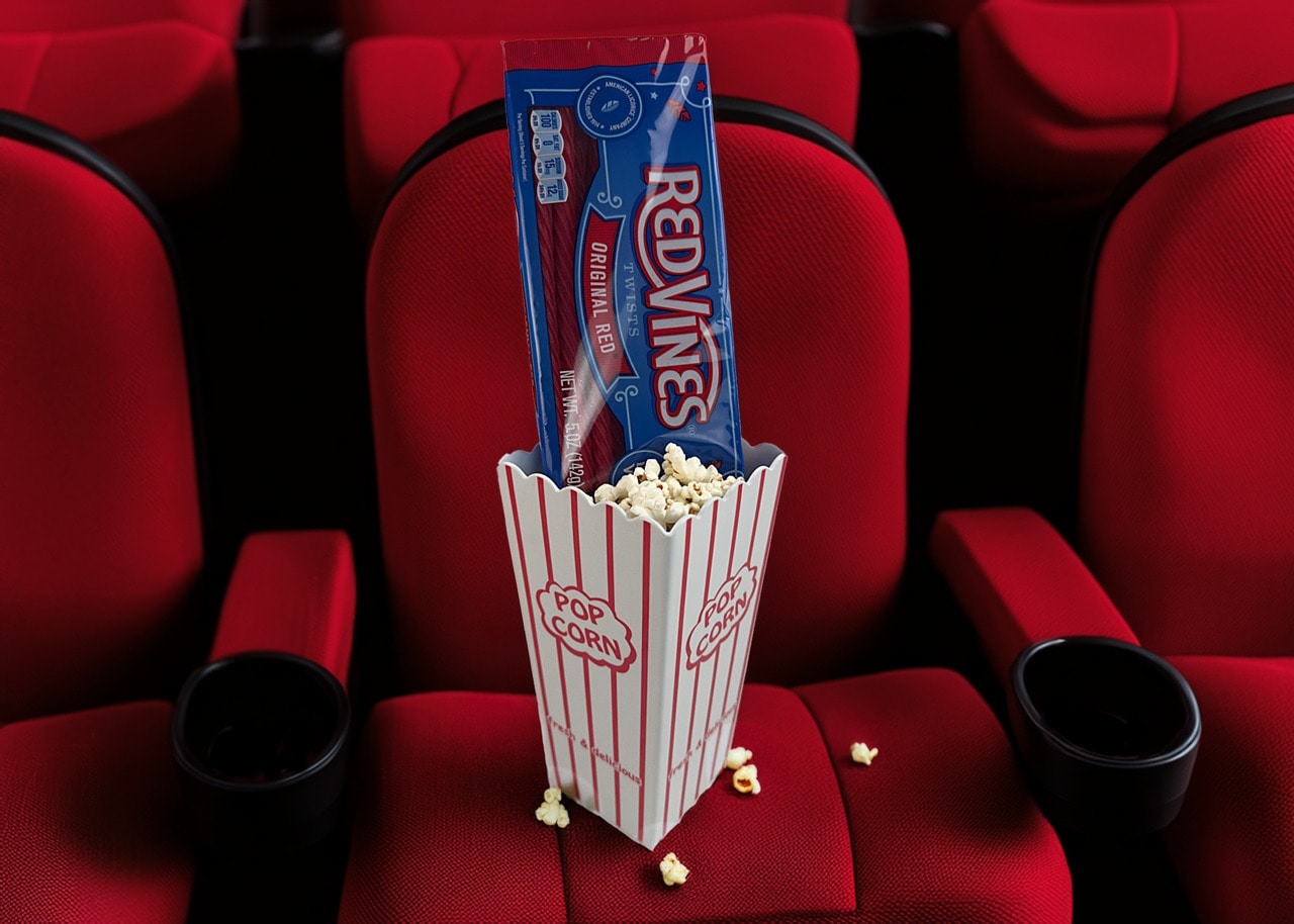 Red Vines and popcorn