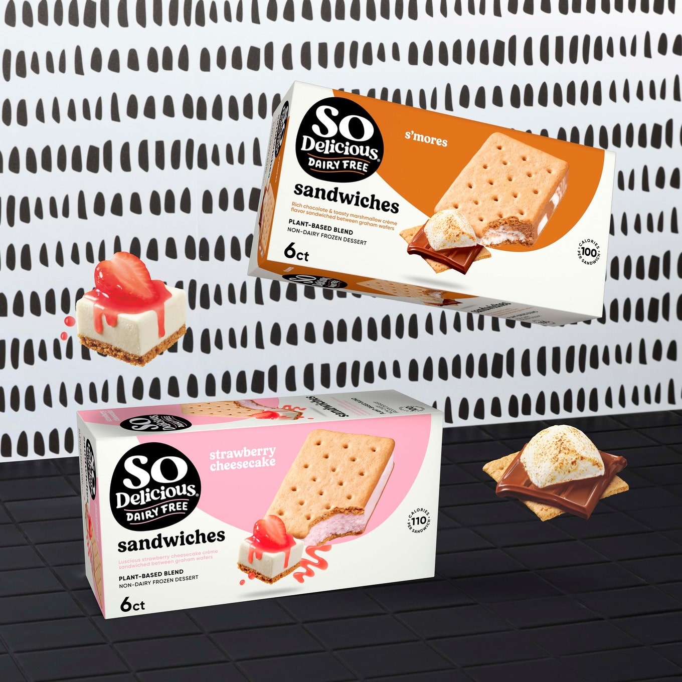 So Delicious Ice Cream Sandwiches. Smores Strawberry Cheesecake