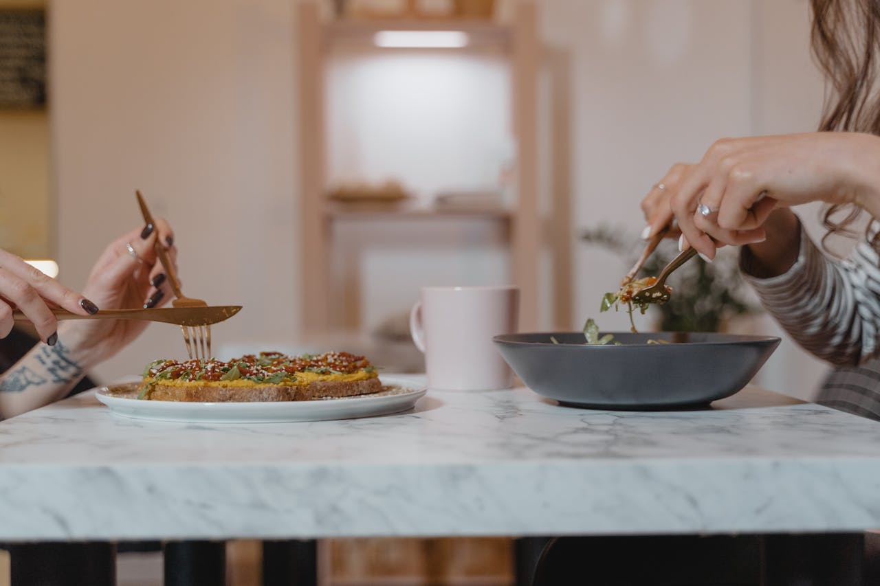 sharing healthy meal